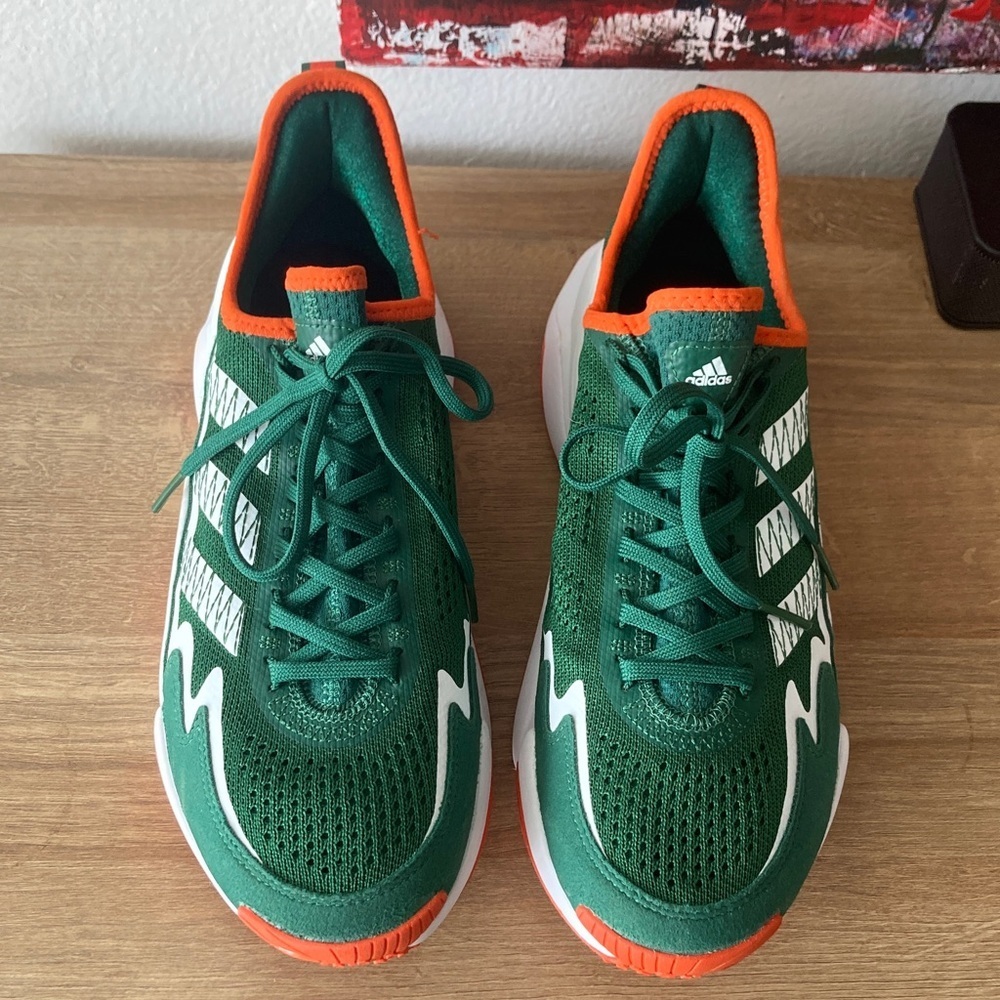 Adidas Forest Green and Bright Orange Running Shoes